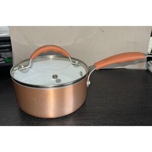 Philippe Richard Copper White Enamel Coated Cooking Pot w/Lid 6-1/2" Diameter